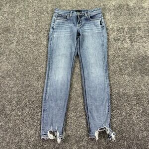 Silver Jeans Jeans Womens 29/29 Blue Suki Skinny Fringe Hem Denim Casual City